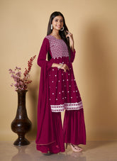 Georgette Salwar Suit in Rani Pink